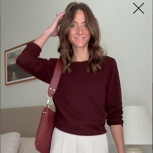 NWT Quince Rich Burgundy Crew Neck Sweater